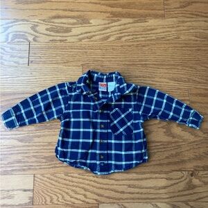 Vintage McKids Long Sleeve Button Down Plaid Shirt-12 Months